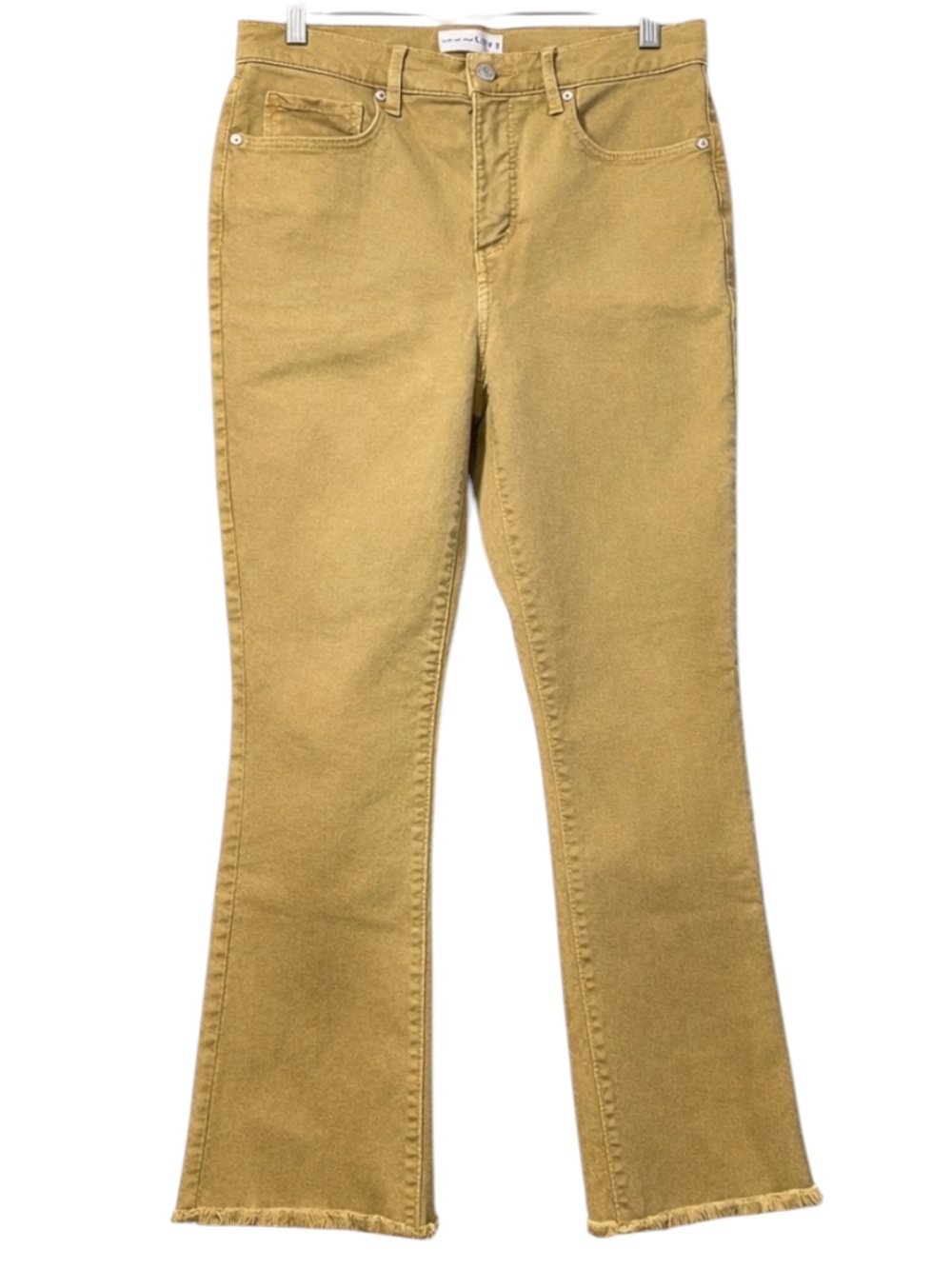 LOFT Women’s Tan Flare Jeans Raw Hem Size 26 / 2